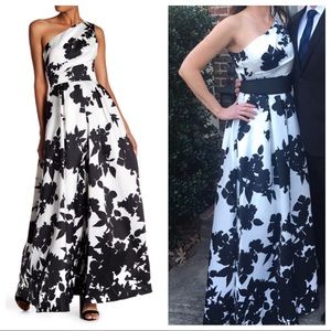 Carmen Marc Valvo One-Shoulder Gown